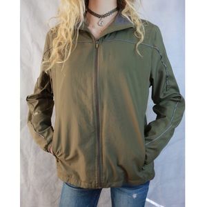 New Balance Green Windbreaker Silver Zip Jacket !